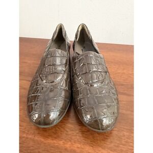 Sesto Meucci Women's Brown Faux Leather Slip On Loafers Size 5.5M